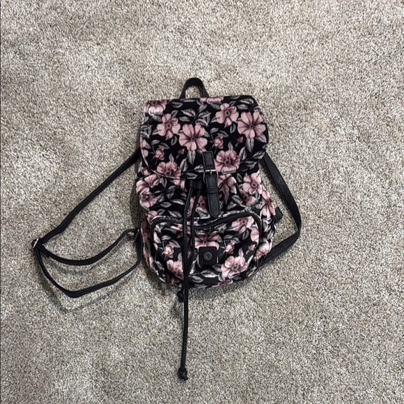 Floral Black and Pink Women's Backpack - Picture 1 of 1